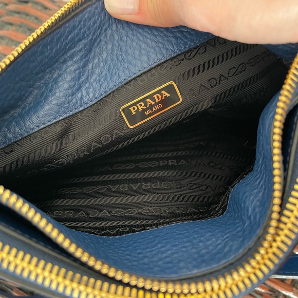 Prada Vitello Phenix Double Zip Crossbody Bag Baltico - Picture 7 of 11